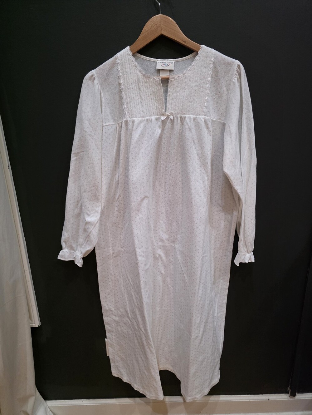 Vintage Amanda Stewart Intimates Micro-Floral Long Sleeve Nightgown